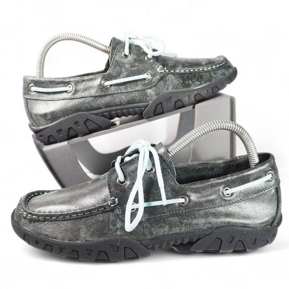 Ferrini Smoky Black Microsuede Moc Toe Leather Loafers Women's 8.5B 65322-49 - Picture 1 of 11